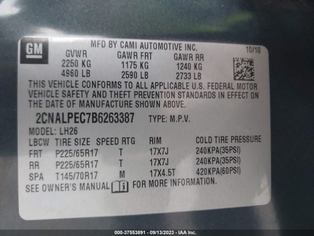 Photo 8 VIN: 2CNALPEC7B6263387 - CHEVROLET EQUINOX 