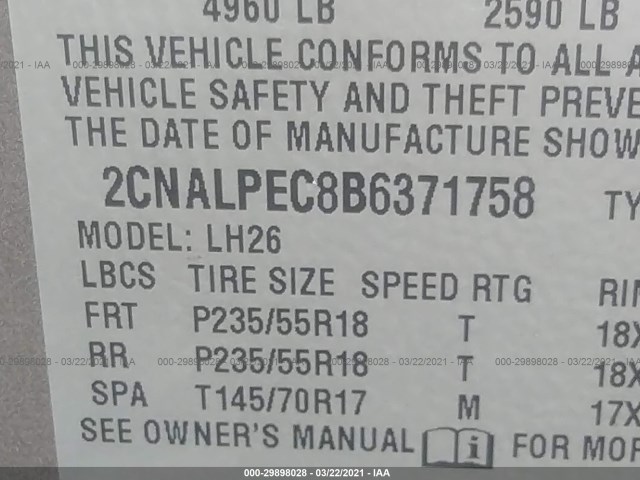 Photo 8 VIN: 2CNALPEC8B6371758 - CHEVROLET EQUINOX 