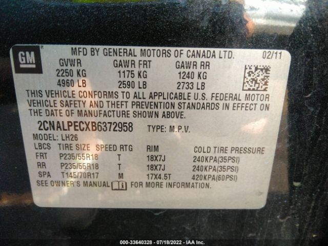 Photo 8 VIN: 2CNALPECXB6372958 - CHEVROLET EQUINOX 