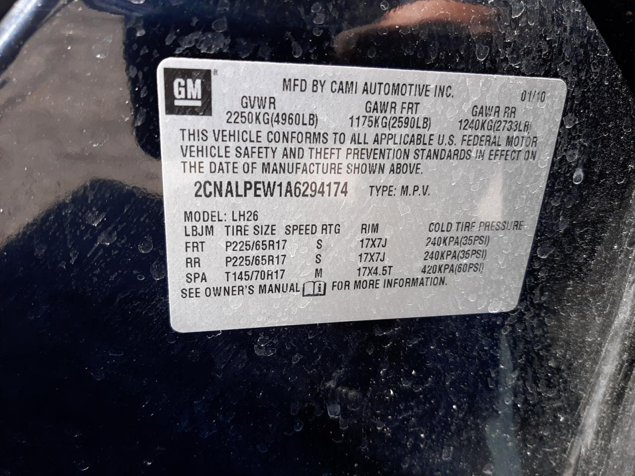 Photo 11 VIN: 2CNALPEW1A6294174 - CHEVROLET EQUINOX 