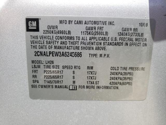 Photo 9 VIN: 2CNALPEW3A6245686 - CHEVROLET EQUINOX LT 