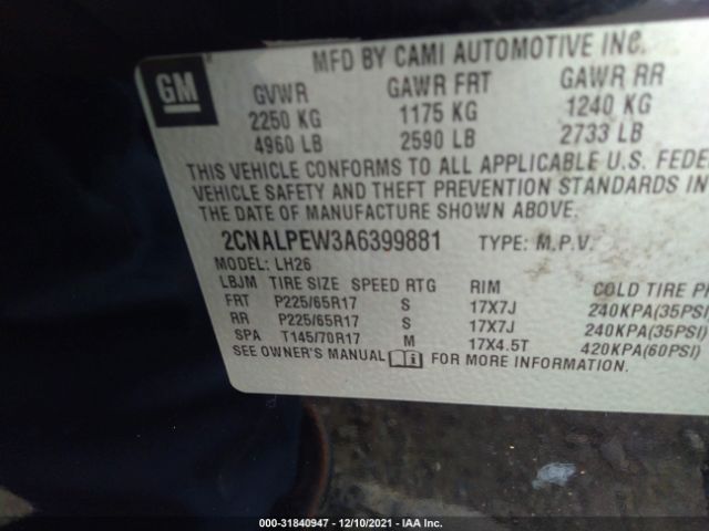 Photo 8 VIN: 2CNALPEW3A6399881 - CHEVROLET EQUINOX 