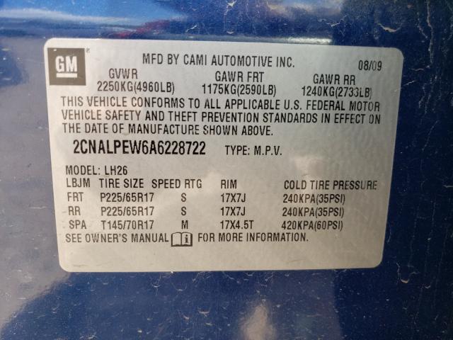 Photo 9 VIN: 2CNALPEW6A6228722 - CHEVROLET EQUINOX LT 