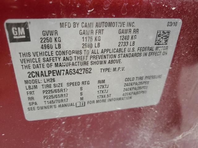 Photo 12 VIN: 2CNALPEW7A6342762 - CHEVROLET EQUINOX LT 