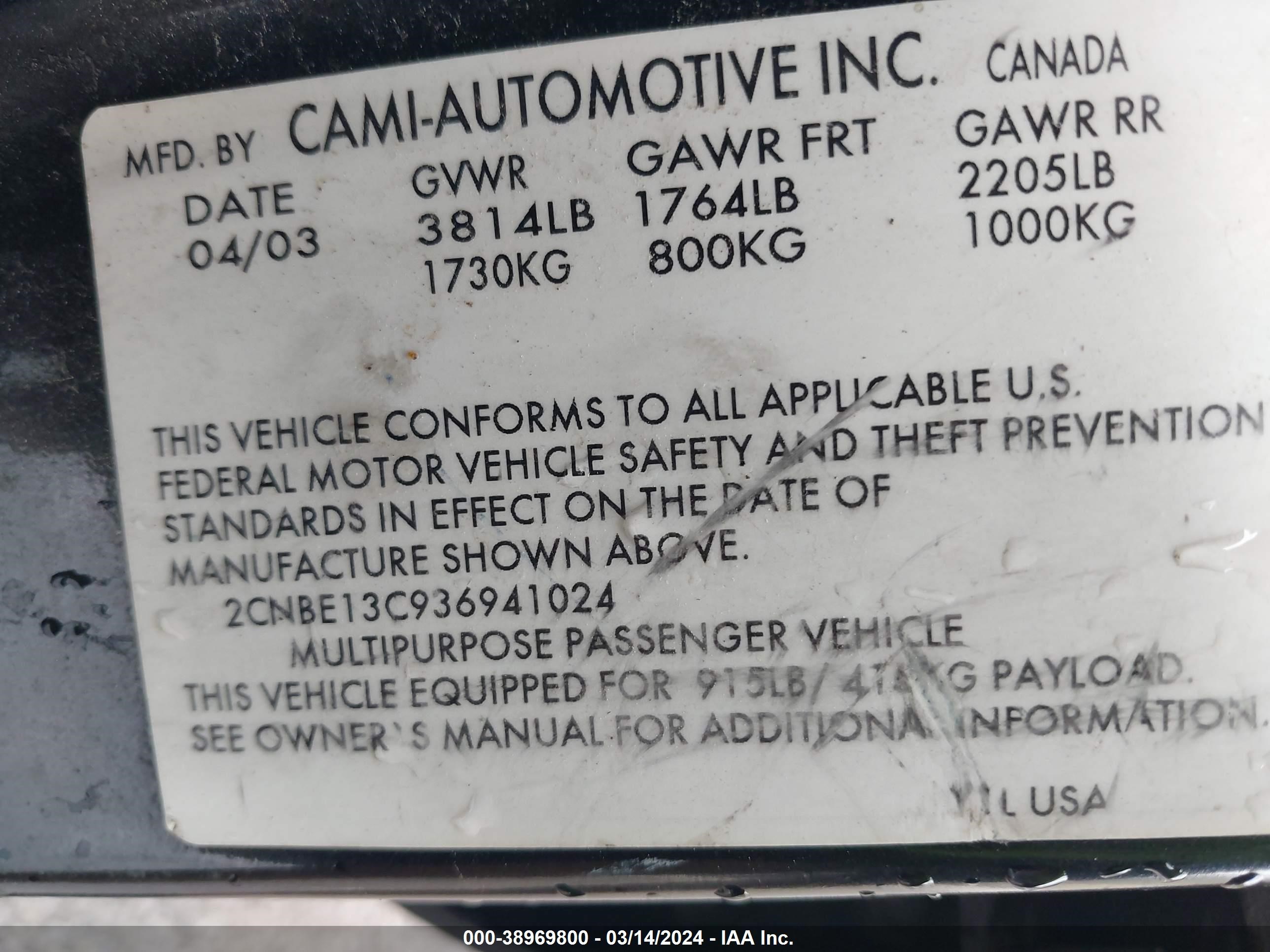 Photo 8 VIN: 2CNBE13C936941024 - CHEVROLET TRACKER 