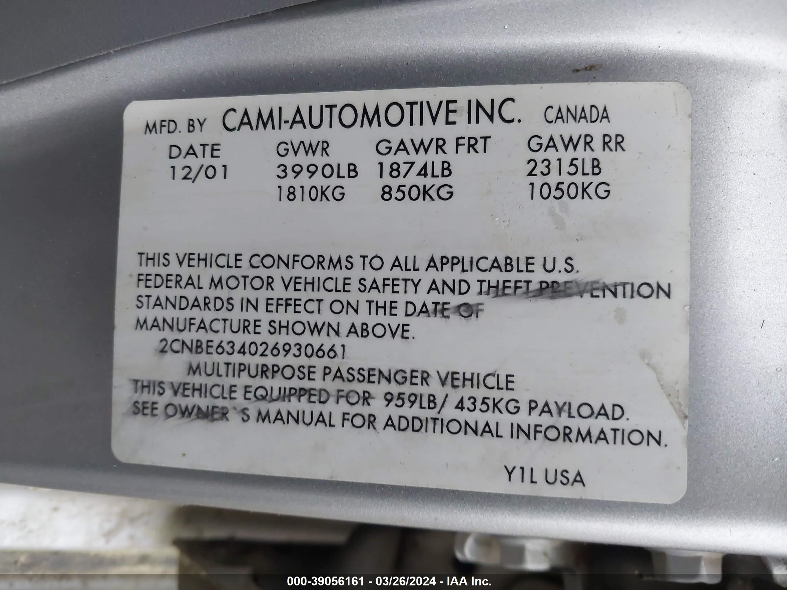 Photo 8 VIN: 2CNBE634026930661 - CHEVROLET TRACKER 