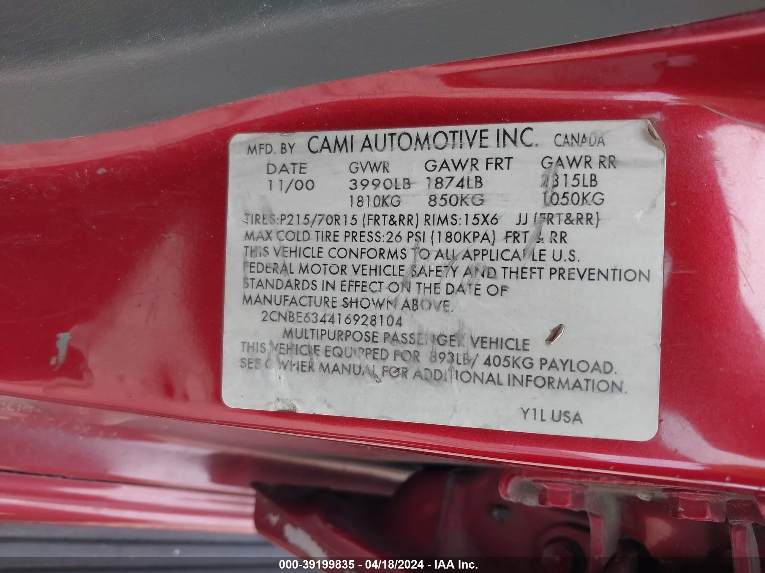 Photo 8 VIN: 2CNBE634416928104 - CHEVROLET TRACKER 