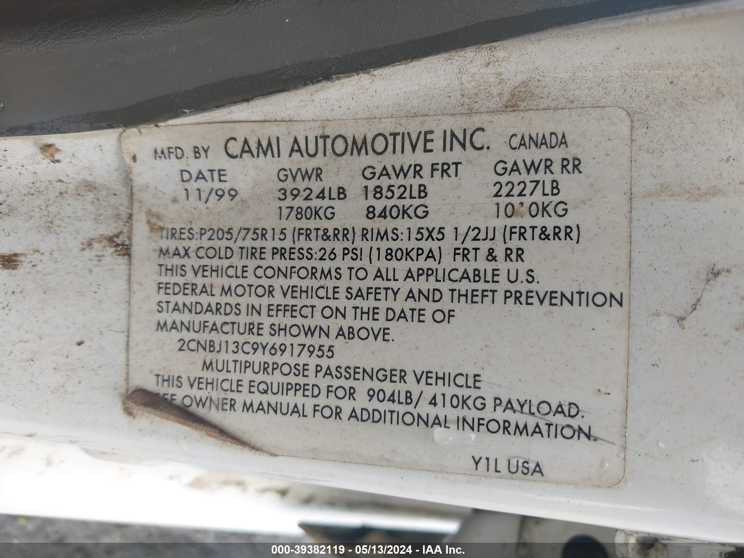 Photo 8 VIN: 2CNBJ13C9Y6917955 - CHEVROLET TRACKER 