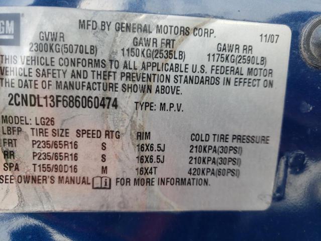 Photo 12 VIN: 2CNDL13F686060474 - CHEVROLET EQUINOX LS 