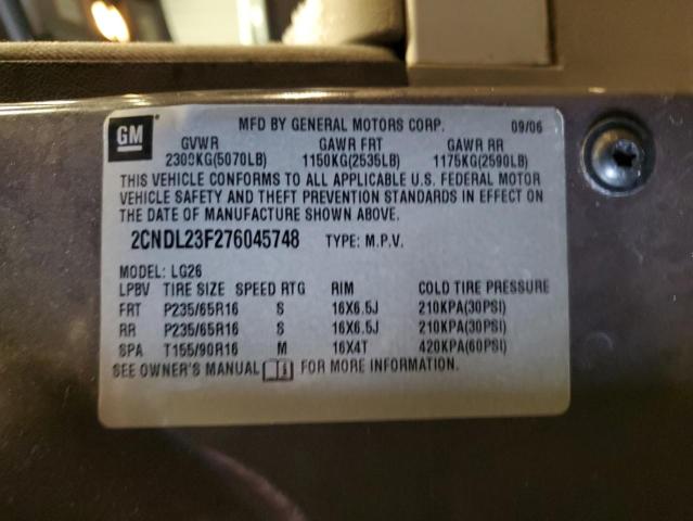 Photo 12 VIN: 2CNDL23F276045748 - CHEVROLET EQUINOX LS 