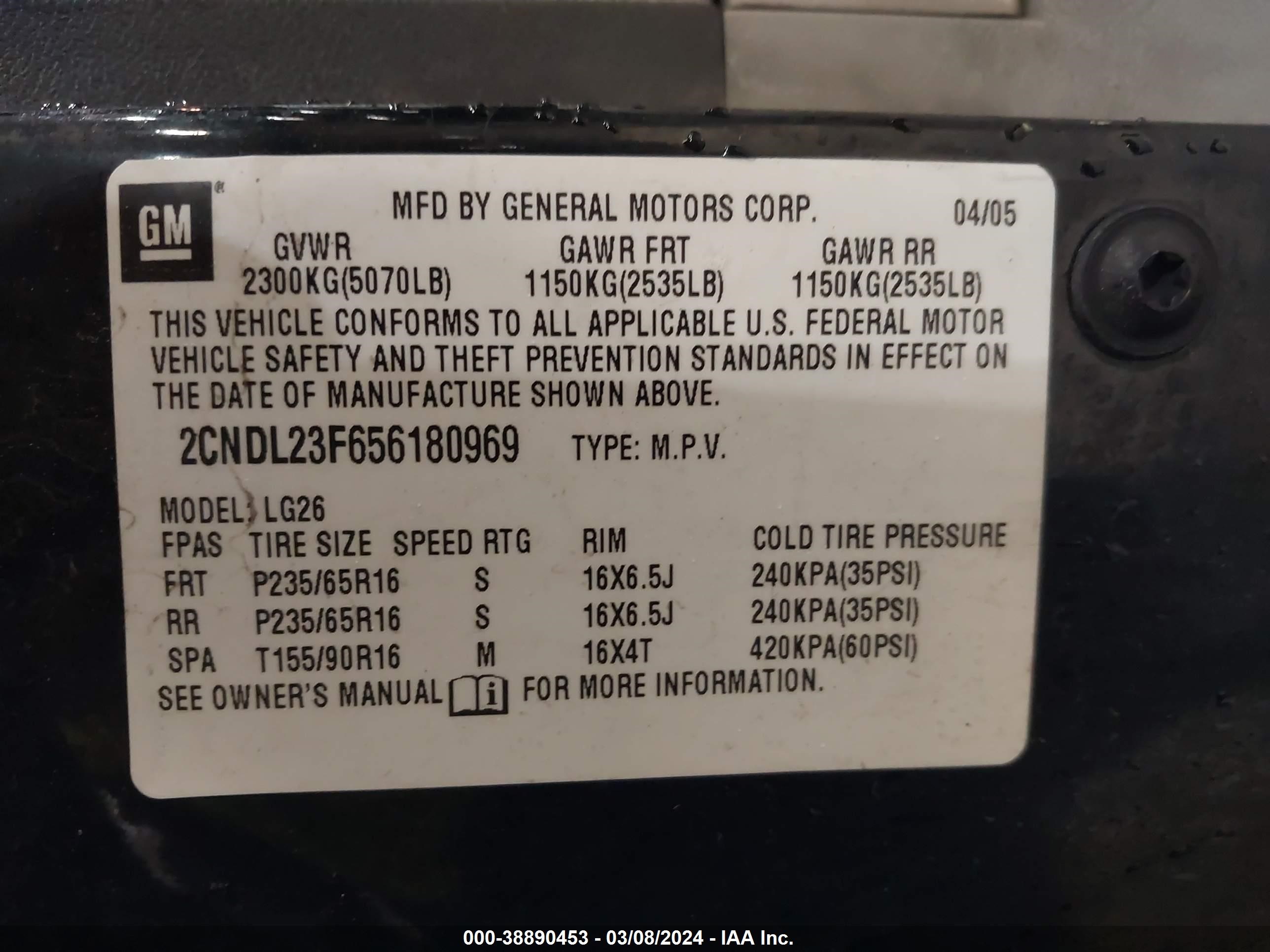 Photo 8 VIN: 2CNDL23F656180969 - CHEVROLET EQUINOX 