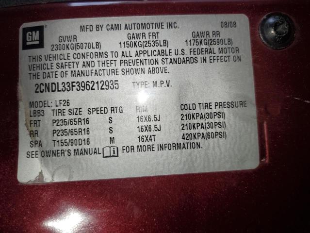 Photo 12 VIN: 2CNDL33F396212935 - CHEVROLET EQUINOX 