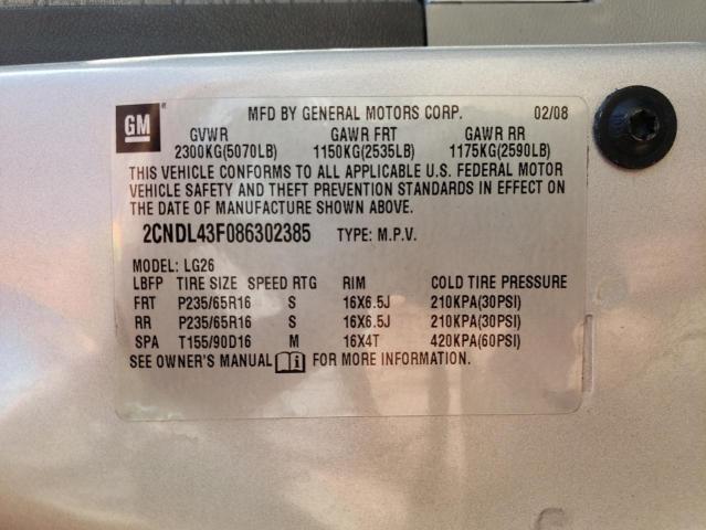 Photo 12 VIN: 2CNDL43F086302385 - CHEVROLET EQUINOX 