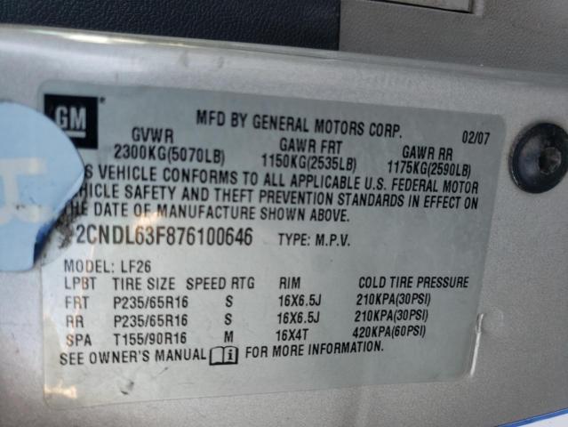 Photo 11 VIN: 2CNDL63F876100646 - CHEVROLET EQUINOX 