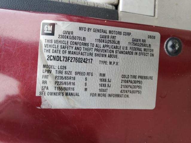 Photo 12 VIN: 2CNDL73F276024217 - CHEVROLET EQUINOX 