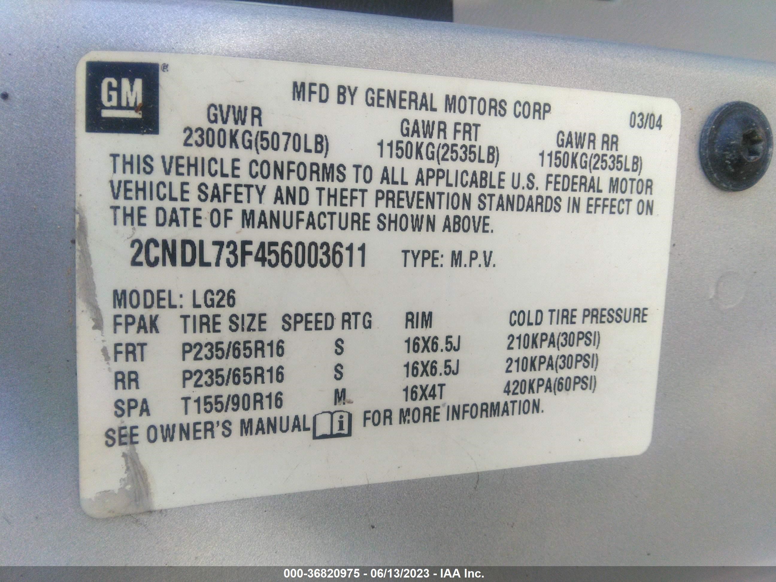 Photo 8 VIN: 2CNDL73F456003611 - CHEVROLET EQUINOX 