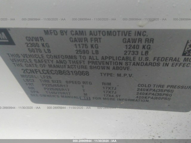 Photo 8 VIN: 2CNFLCEC0B6319068 - CHEVROLET EQUINOX 