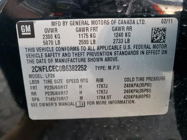 Photo 9 VIN: 2CNFLCEC0B6382252 - CHEVROLET EQUINOX LS 