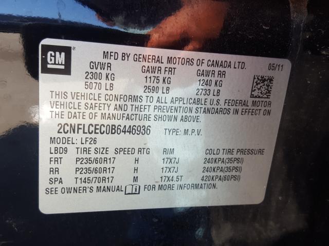 Photo 9 VIN: 2CNFLCEC0B6446936 - CHEVROLET EQUINOX LS 