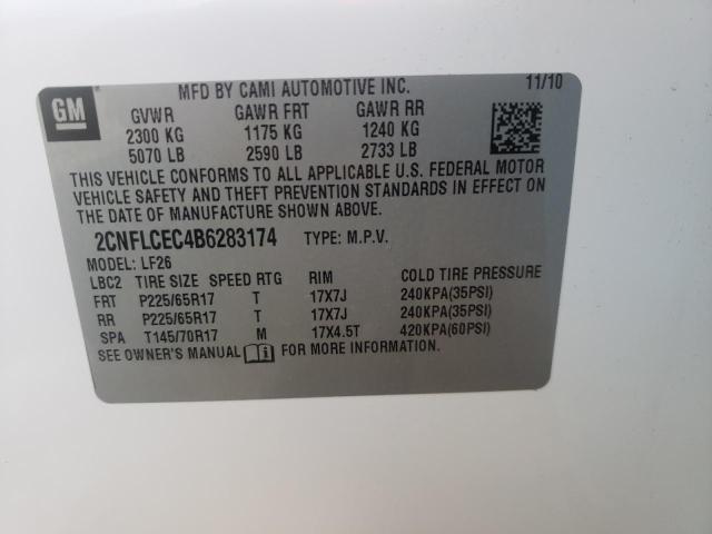 Photo 9 VIN: 2CNFLCEC4B6283174 - CHEVROLET EQUINOX LS 