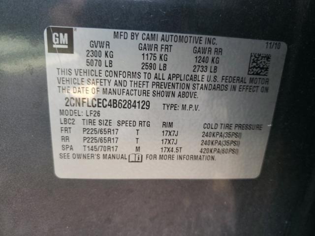 Photo 9 VIN: 2CNFLCEC4B6284129 - CHEVROLET EQUINOX LS 