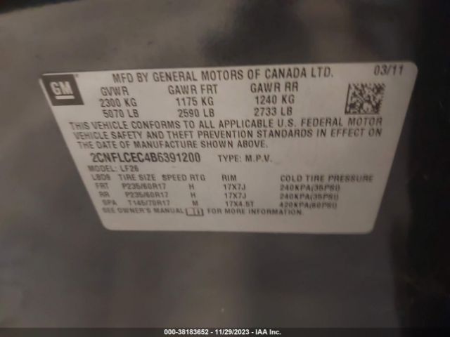 Photo 8 VIN: 2CNFLCEC4B6391200 - CHEVROLET EQUINOX 