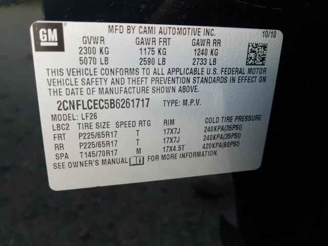 Photo 9 VIN: 2CNFLCEC5B6261717 - CHEVROLET EQUINOX LS 