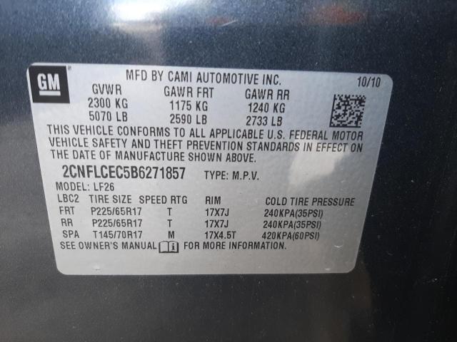 Photo 9 VIN: 2CNFLCEC5B6271857 - CHEVROLET EQUINOX LS 