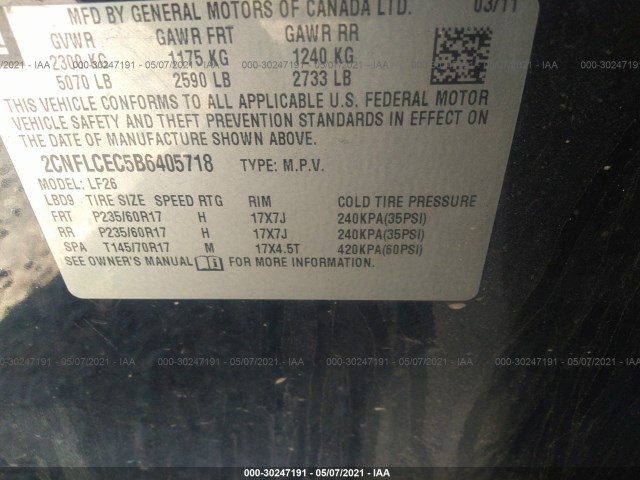 Photo 8 VIN: 2CNFLCEC5B6405718 - CHEVROLET EQUINOX 