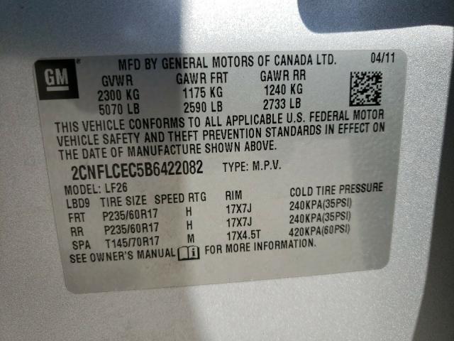 Photo 9 VIN: 2CNFLCEC5B6422082 - CHEVROLET EQUINOX LS 