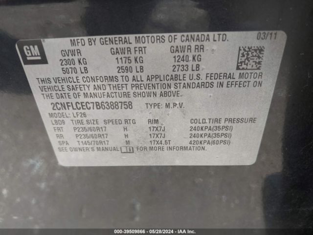 Photo 8 VIN: 2CNFLCEC7B6388758 - CHEVROLET EQUINOX 