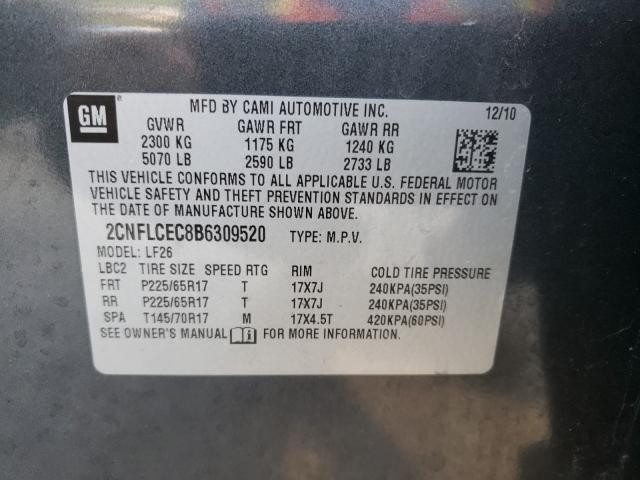 Photo 9 VIN: 2CNFLCEC8B6309520 - CHEVROLET EQUINOX LS 