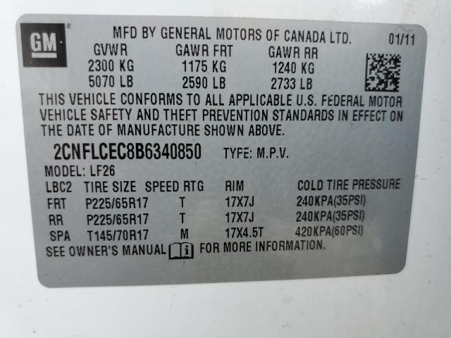 Photo 9 VIN: 2CNFLCEC8B6340850 - CHEVROLET EQUINOX LS 