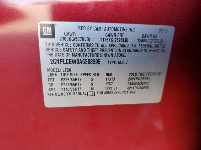 Photo 9 VIN: 2CNFLCEW0A6308595 - CHEVROLET EQUINOX LS 