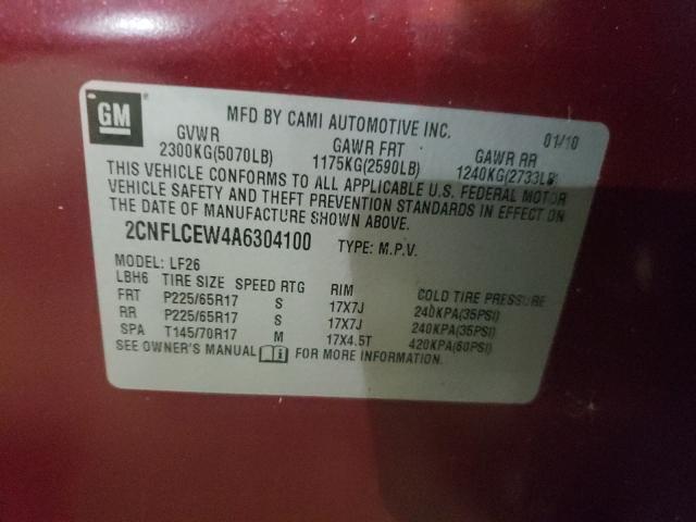 Photo 9 VIN: 2CNFLCEW4A6304100 - CHEVROLET EQUINOX LS 