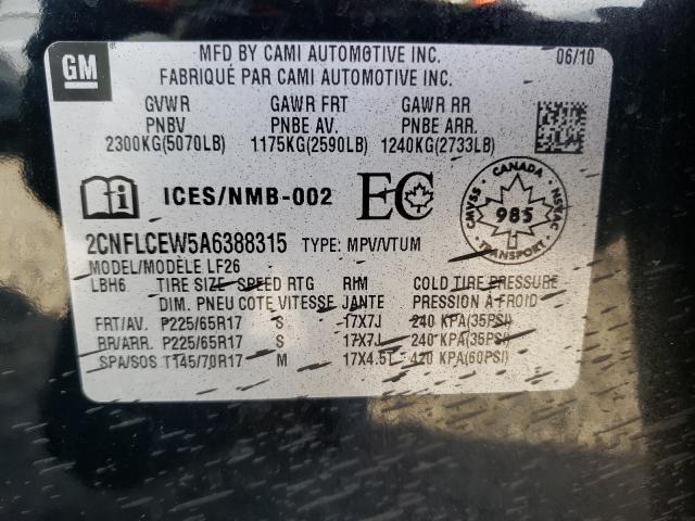 Photo 9 VIN: 2CNFLCEW5A6388315 - CHEVROLET EQUINOX LS 