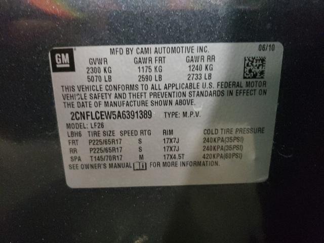 Photo 9 VIN: 2CNFLCEW5A6391389 - CHEVROLET EQUINOX LS 