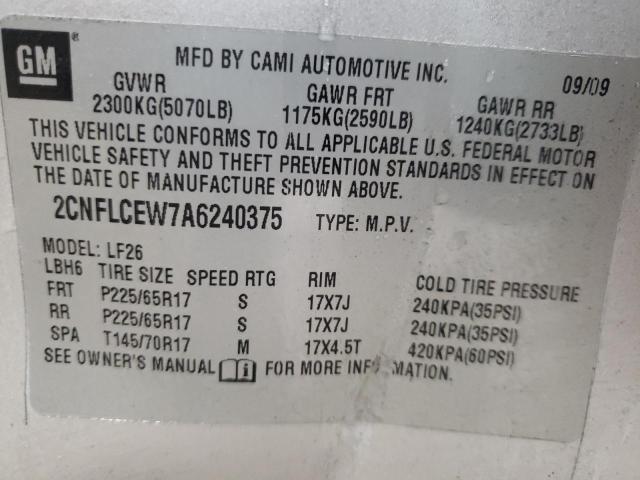 Photo 9 VIN: 2CNFLCEW7A6240375 - CHEVROLET EQUINOX LS 