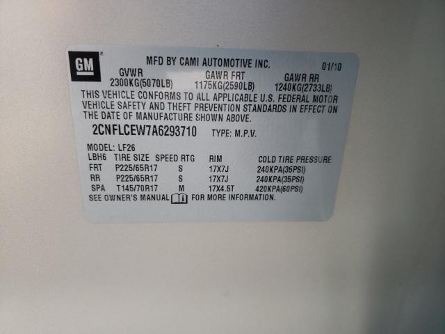 Photo 9 VIN: 2CNFLCEW7A6293710 - CHEVROLET EQUINOX LS 