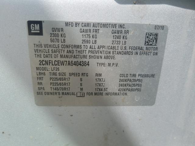 Photo 9 VIN: 2CNFLCEW7A6404384 - CHEVROLET EQUINOX LS 