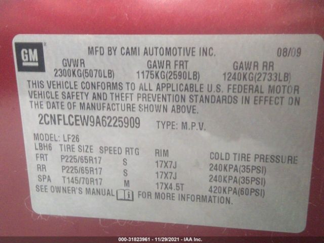 Photo 8 VIN: 2CNFLCEW9A6225909 - CHEVROLET EQUINOX 