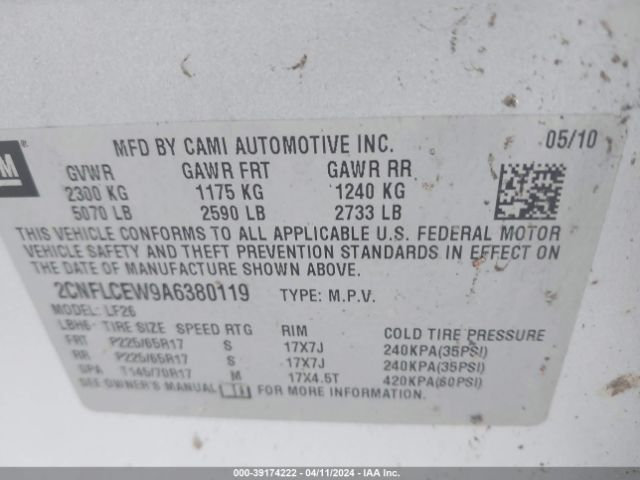 Photo 8 VIN: 2CNFLCEW9A6380119 - CHEVROLET EQUINOX 