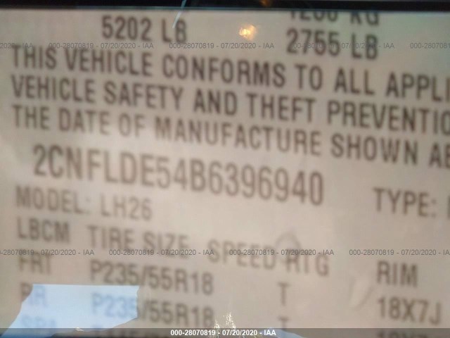 Photo 8 VIN: 2CNFLDE54B6396940 - CHEVROLET EQUINOX 