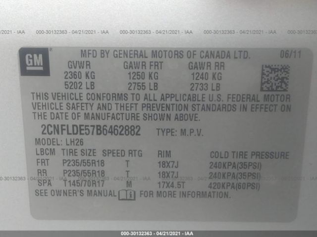 Photo 8 VIN: 2CNFLDE57B6462882 - CHEVROLET EQUINOX 