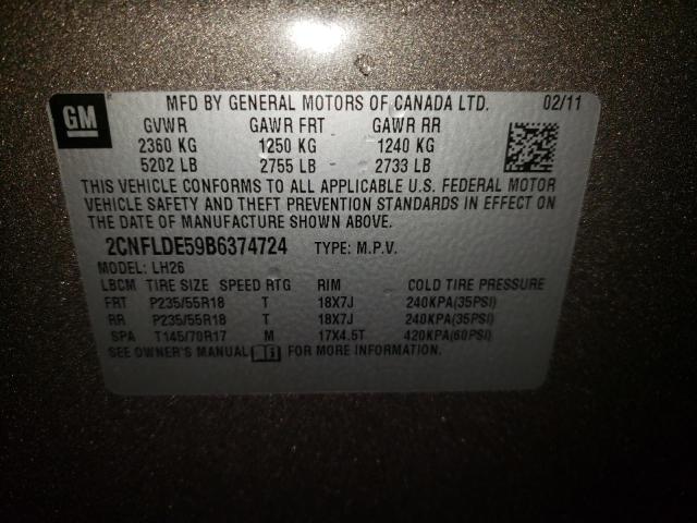 Photo 12 VIN: 2CNFLDE59B6374724 - CHEVROLET EQUINOX LT 