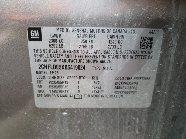 Photo 9 VIN: 2CNFLDE5XB6419024 - CHEVROLET EQUINOX LT 