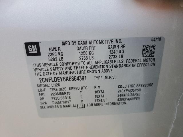 Photo 9 VIN: 2CNFLDEY6A6354391 - CHEVROLET EQUINOX LT 