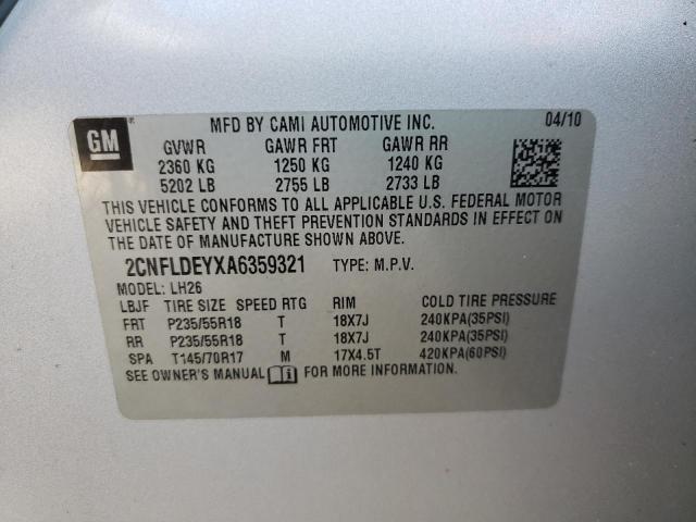 Photo 9 VIN: 2CNFLDEYXA6359321 - CHEVROLET EQUINOX LT 