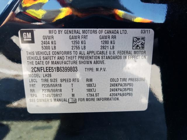 Photo 9 VIN: 2CNFLEE51B6399803 - CHEVROLET EQUINOX LT 