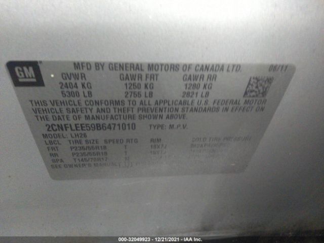 Photo 8 VIN: 2CNFLEE59B6471010 - CHEVROLET EQUINOX 